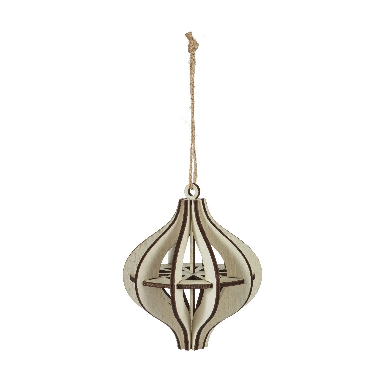 Decoratiune Craciun, model ceapa, 10.1 cm, bej