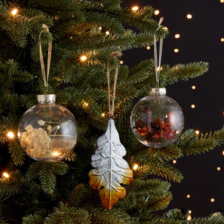 Glob Craciun cu flori, 8 cm, transparent