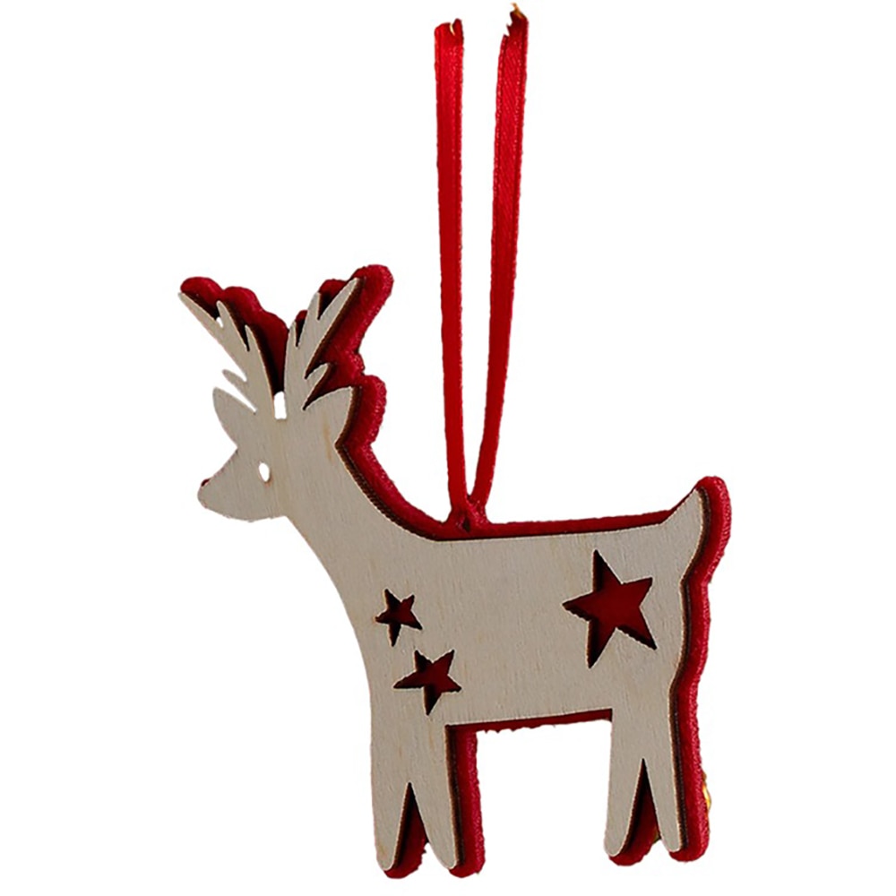 Decoratiune Ren, 12.4 cm, plastic si textil, rosu/alb