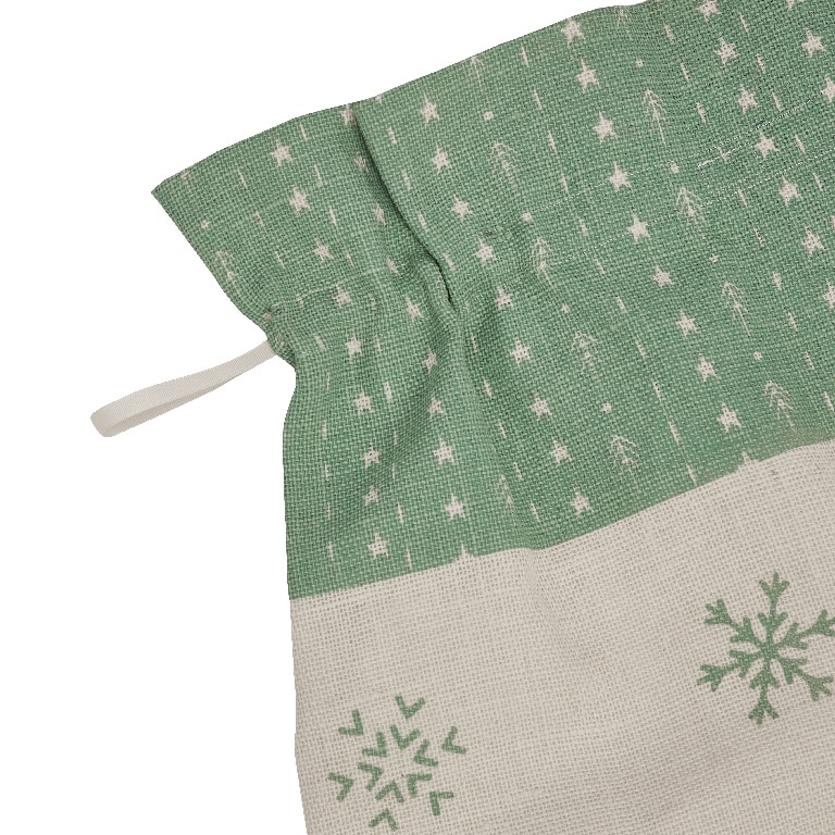 Husa cadouri Craciun, model fulgi de nea, alb-verde