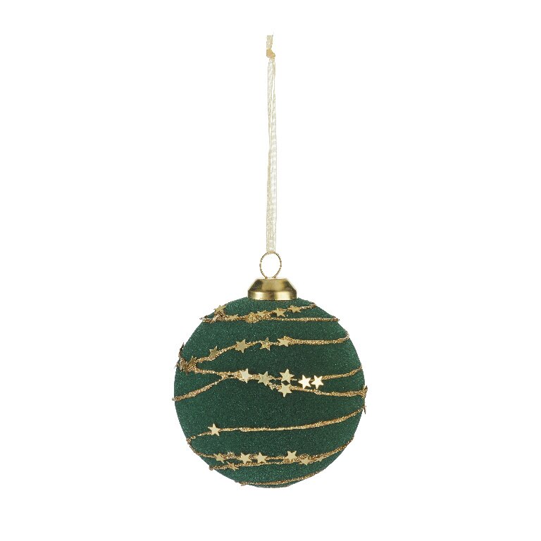 Glob Craciun, detalii aurii, 8 cm, verde