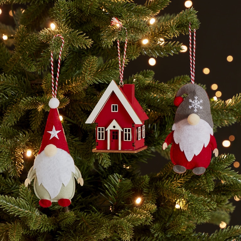 Decoratiune Craciun, model casuta, 9 cm, rosu