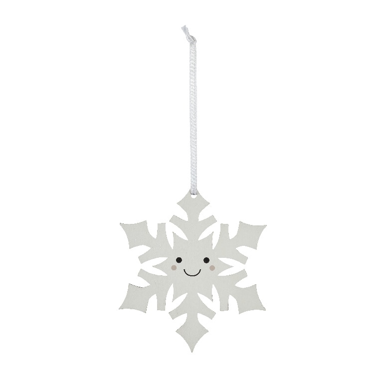 Decoratiune Craciun, model fulg de nea, 9.4 cm, alb