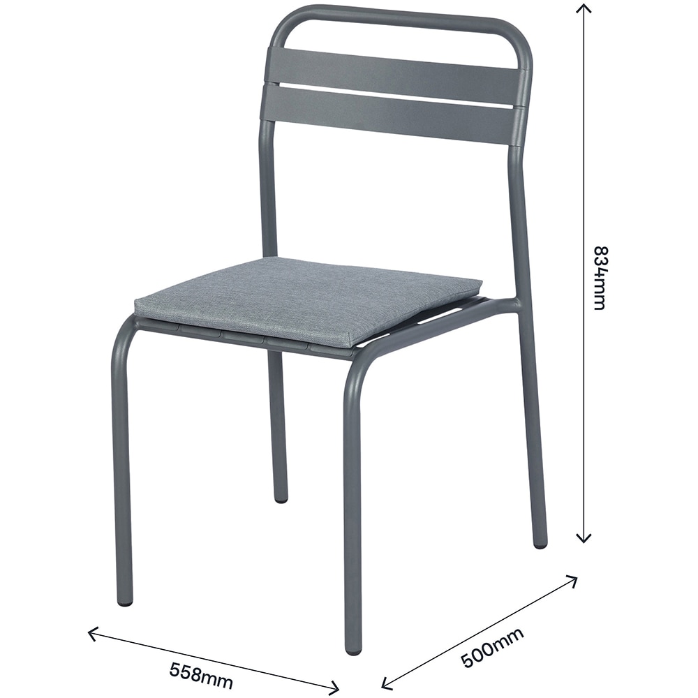 Scaun terasa GOODHOME Lithari, otel, 55.8 x 50 x 83.4 cm, gri