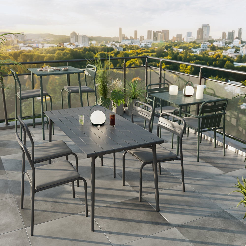 Scaun terasa GOODHOME Lithari, otel, 55.8 x 50 x 83.4 cm, gri