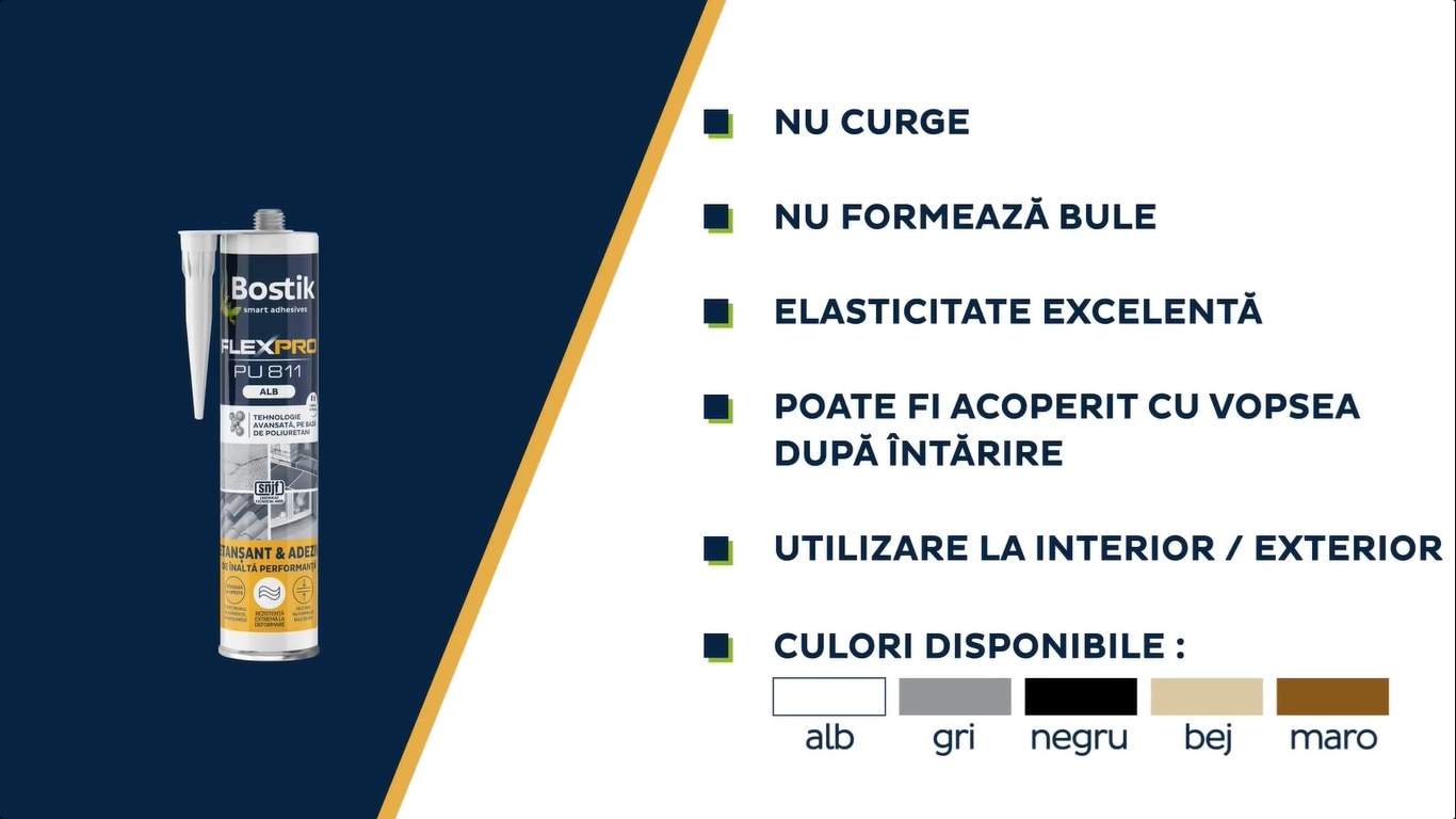 Etansant Pentru Reparatii, adeziv, Crem, Aplicare Pistol, 300 Ml  Bostik Flexpro