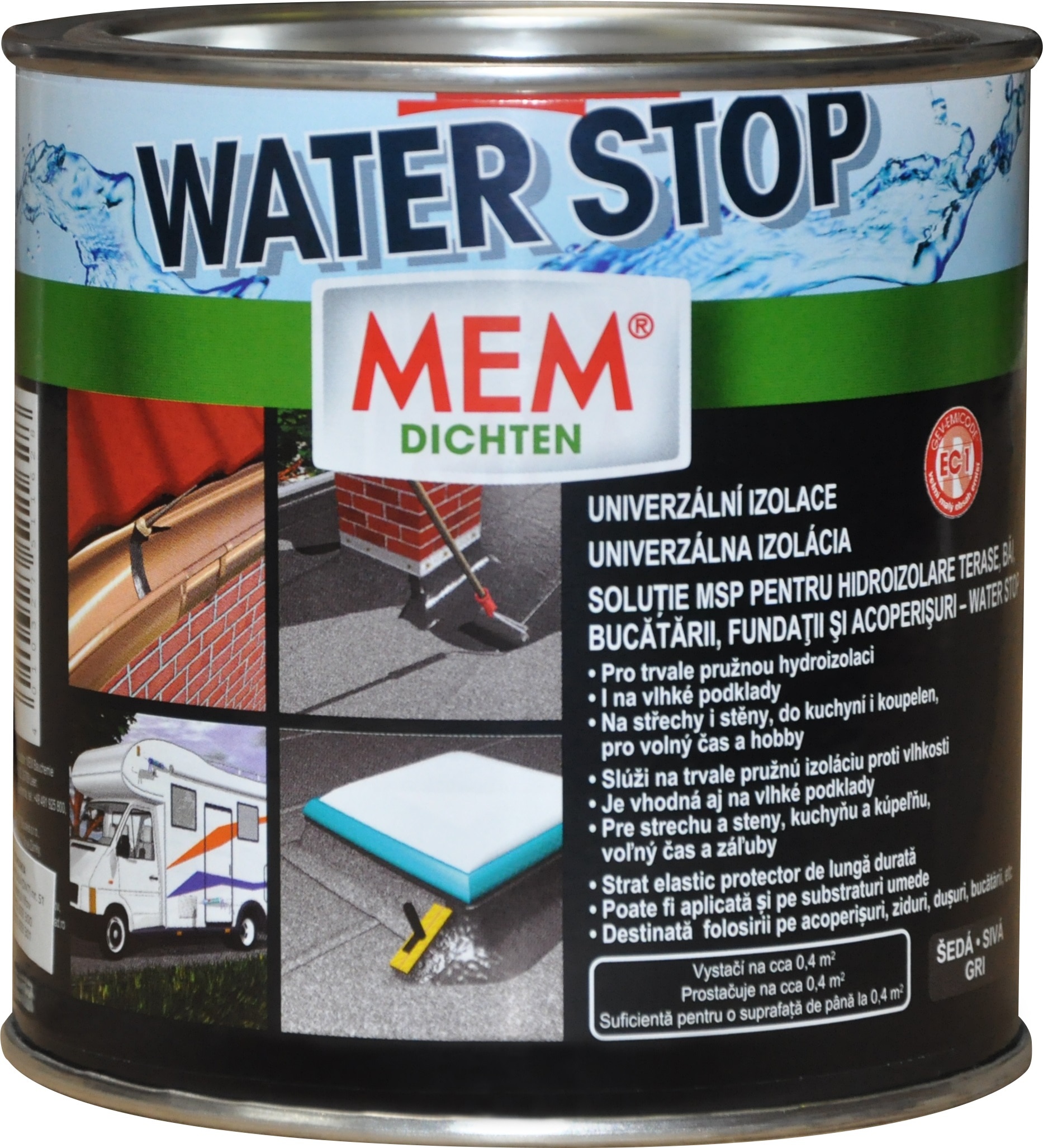 Solutie etansanta hidroizolatii Mem Waterstop MSP, Gri, Aplicare Manuala, 1 Kg