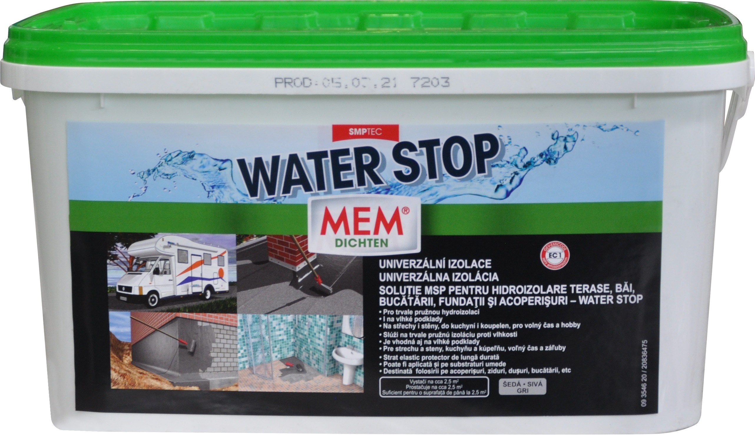 Solutie etansanta hidroizolatii, Gri, Aplicare Manuala, 6 Kg Mem Waterstop MSP