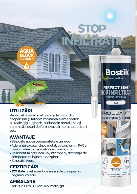 Etansant Stop infiltratii BOSTIK Perfect Seal Hybrid, gri, 290 ml