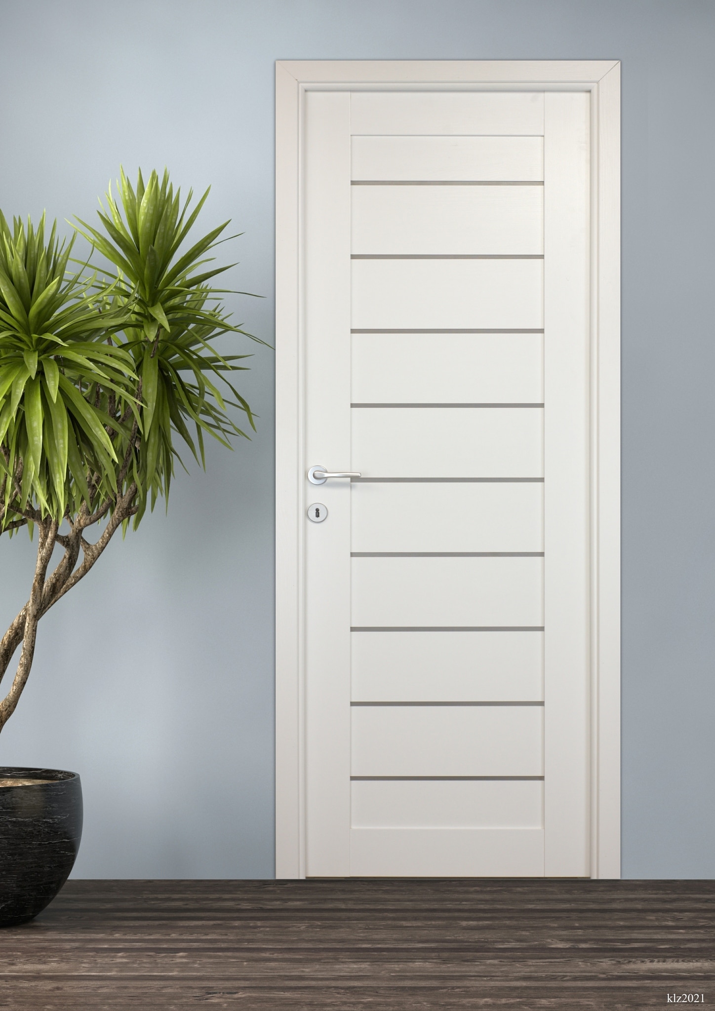 Usa interior Tarra, cu geam, reversibila, MDF, 68 x 203 cm, alb