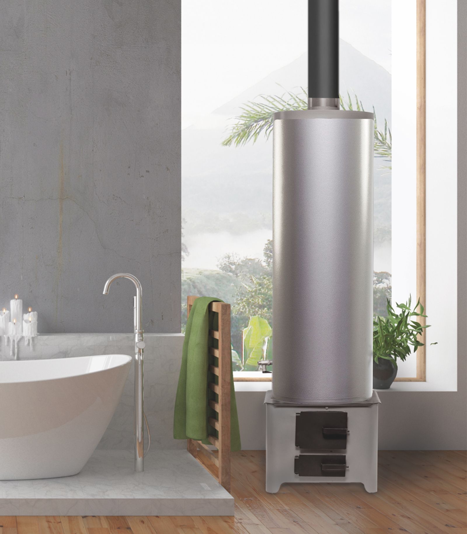 Ansamblu boiler cu focar si usi din fonta, Economic FM, 90 l