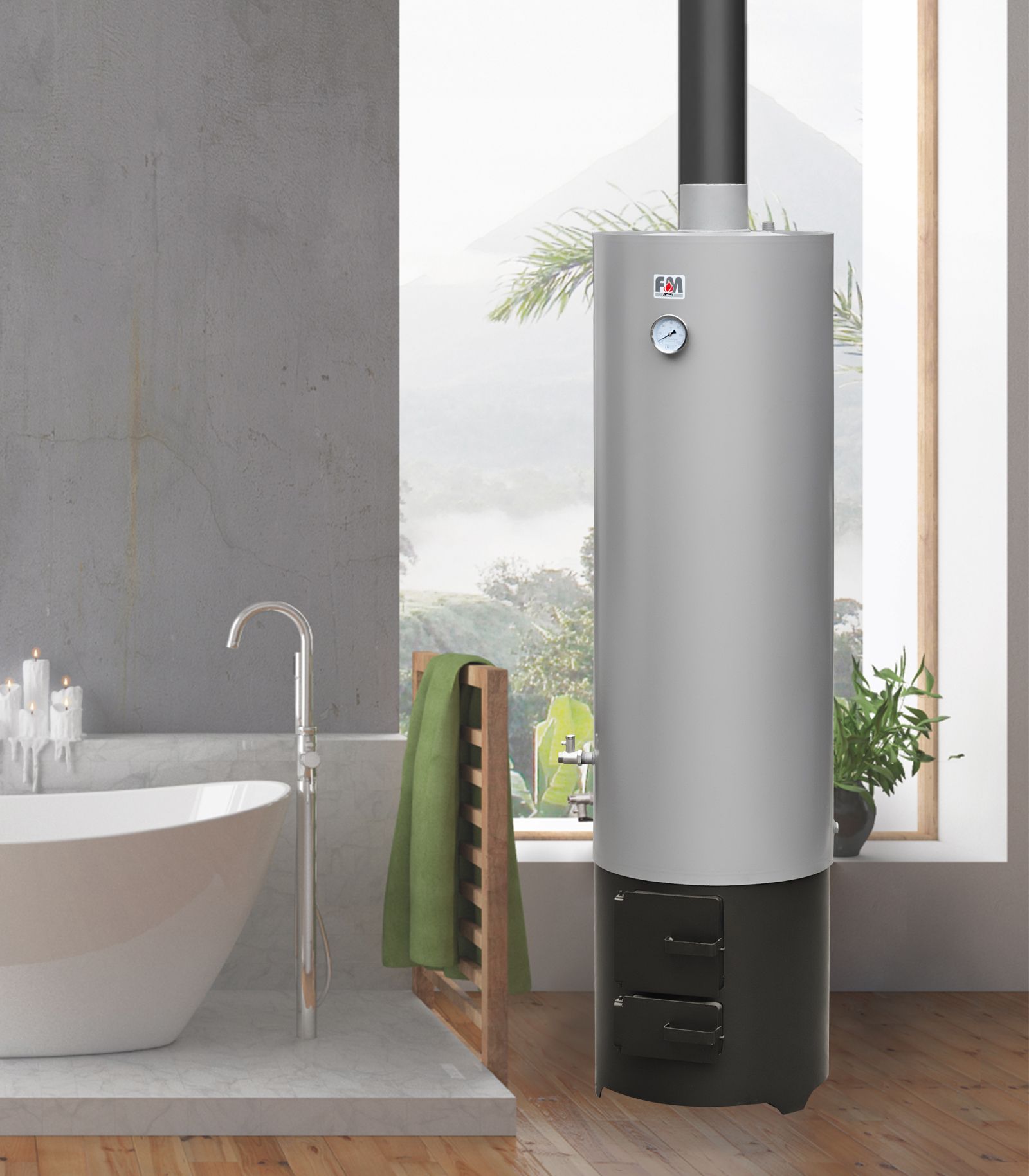 Ansamblu boiler cu focar, 120 L  FM