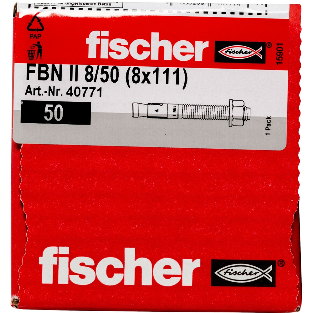 Ancora metalica FISCHER FBN II, 8 x 110 mm, 50 buc, argintiu