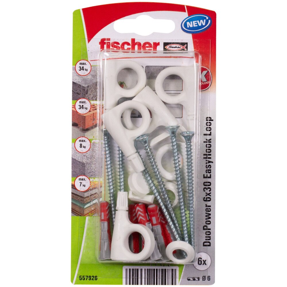 Set de 6 bucati de dibluri duopower 6 x 30 + holsurub aferent si carlig ochi inchis din nylon  Fischer
