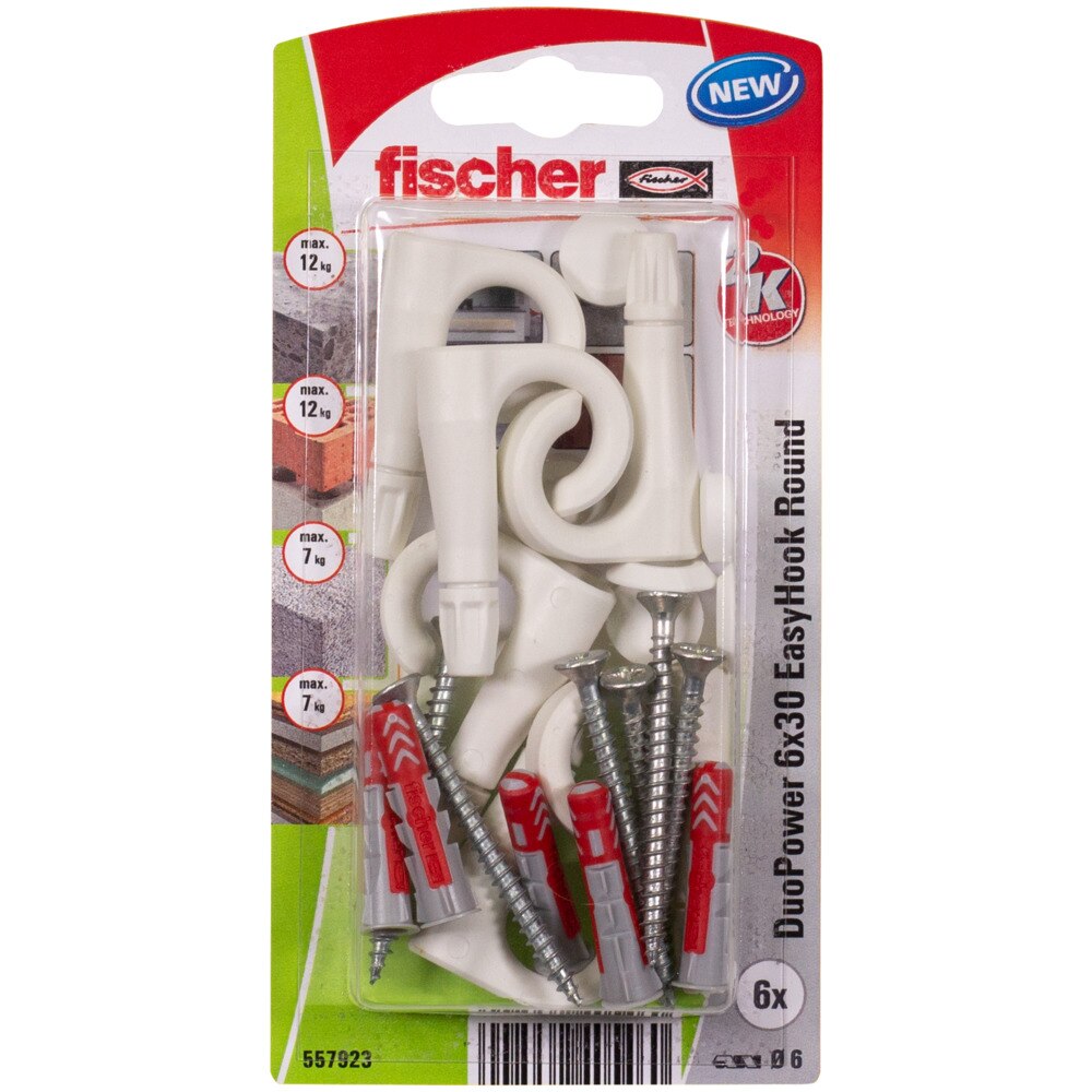 Set de 6 bucati de dibluri duopower 6 x 30 + holsurub aferent si carlig ochi deschis din nylon  Fischer
