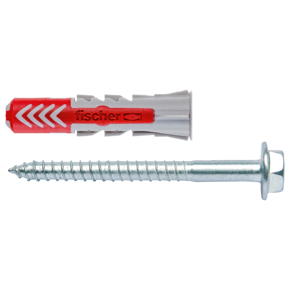 Diblu nylon duopower 10 x 50 cu holsurub aferent total filetat cu cap hexagonal si saiba Fischer