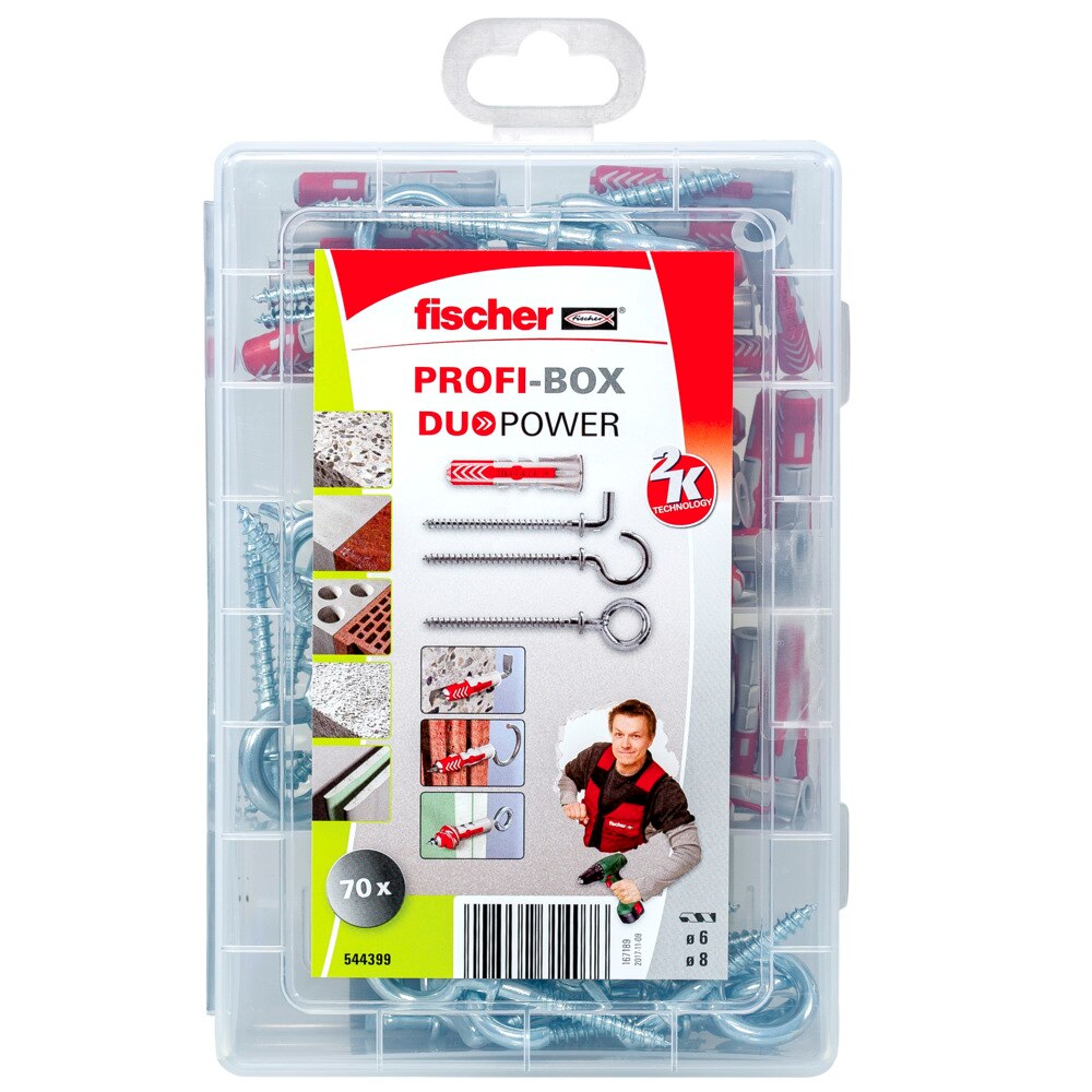 Set Profi-Box de dibluri duopower de 6 si 8 cu diferite carlige aferente  Fischer