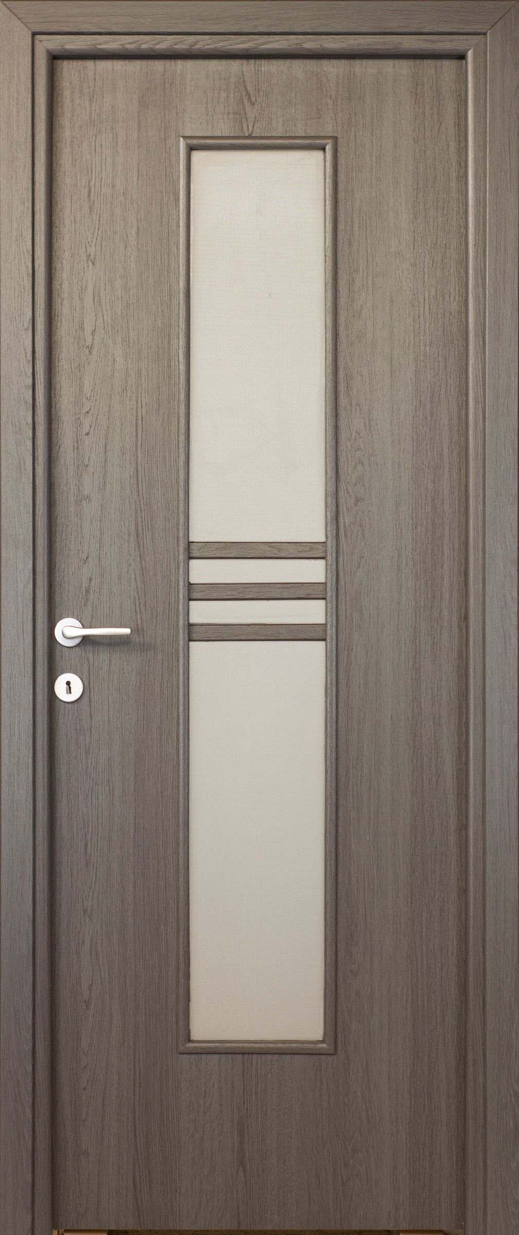 Usa de interior cu geam, antracit, reversibila, mdf, 203 x 68 cm, toc inclus  Karpat