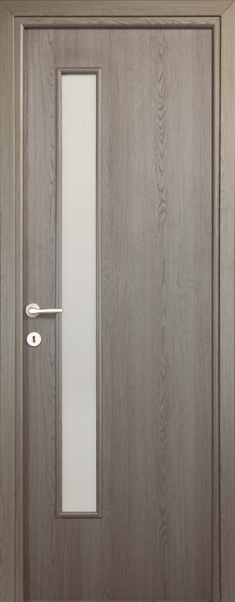 Usa de interior cu geam, antracit, reversibila, mdf, 203 x 68 cm, toc inclus  Karpat