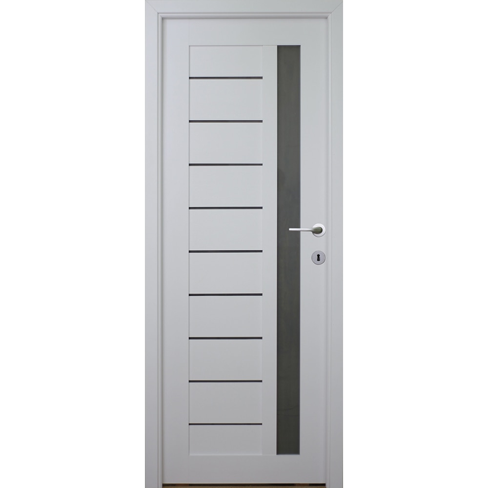 Usa interior Siret, cu geam, reversibila, MDF, 68 x 203 cm, alb