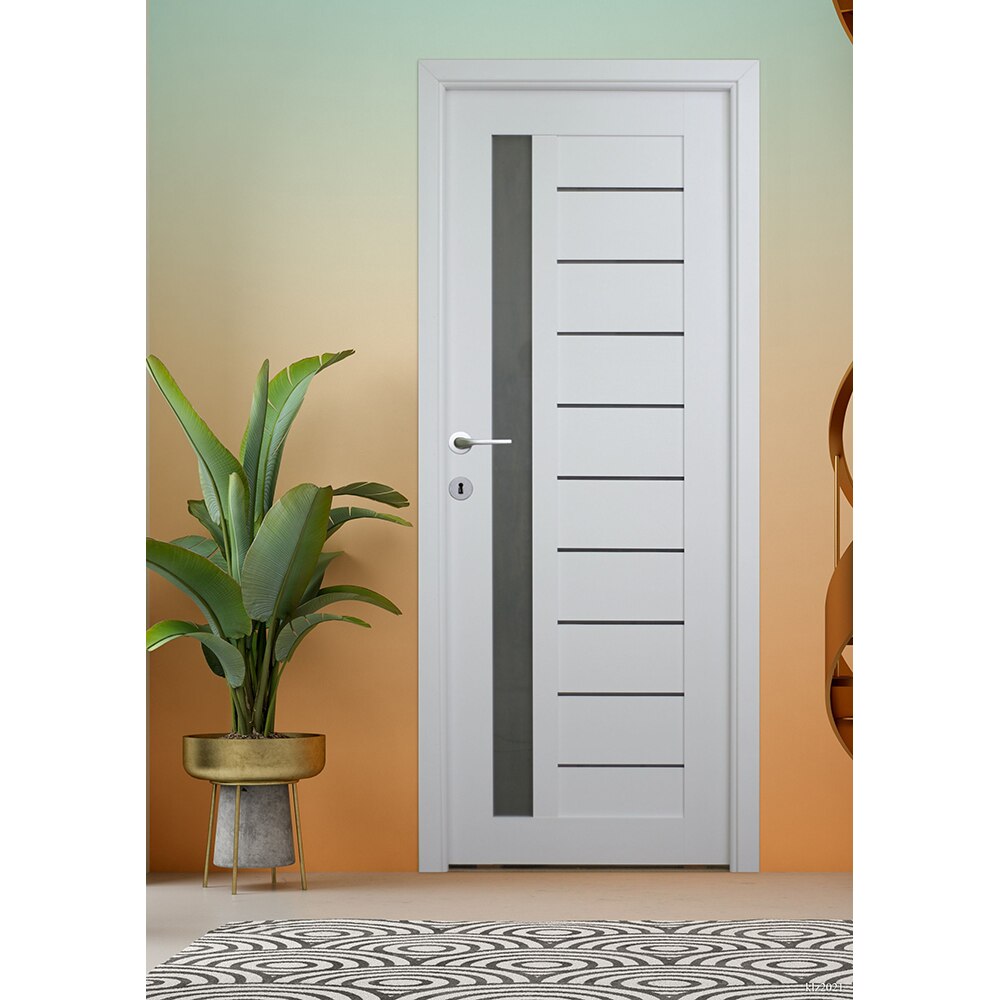Usa interior Siret, cu geam, reversibila, MDF, 68 x 203 cm, alb