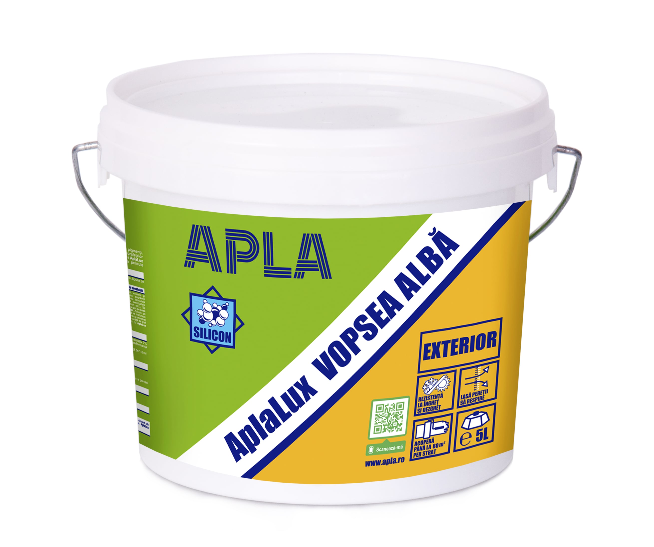 Vopsea lavabila Aplalux, alb, 5 L, Exterior