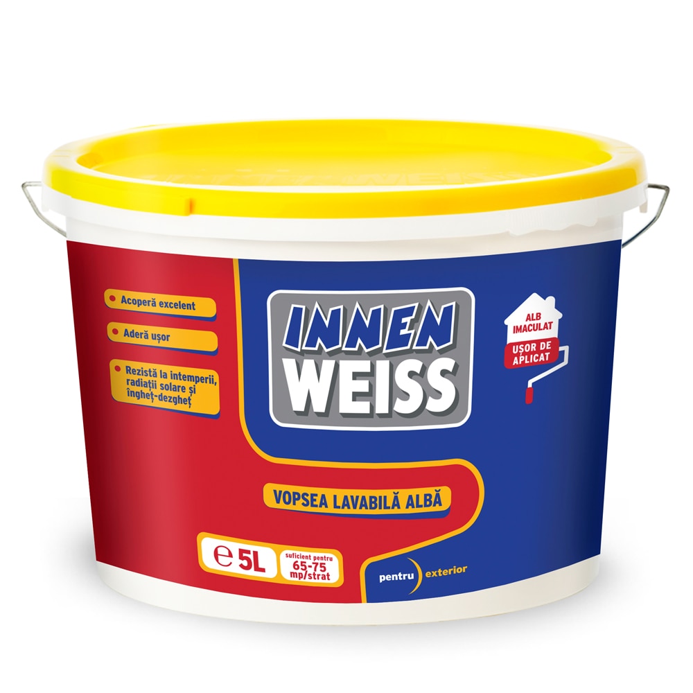 Vopsea lavabila Innenweiss, alb, 5 L, Exterior