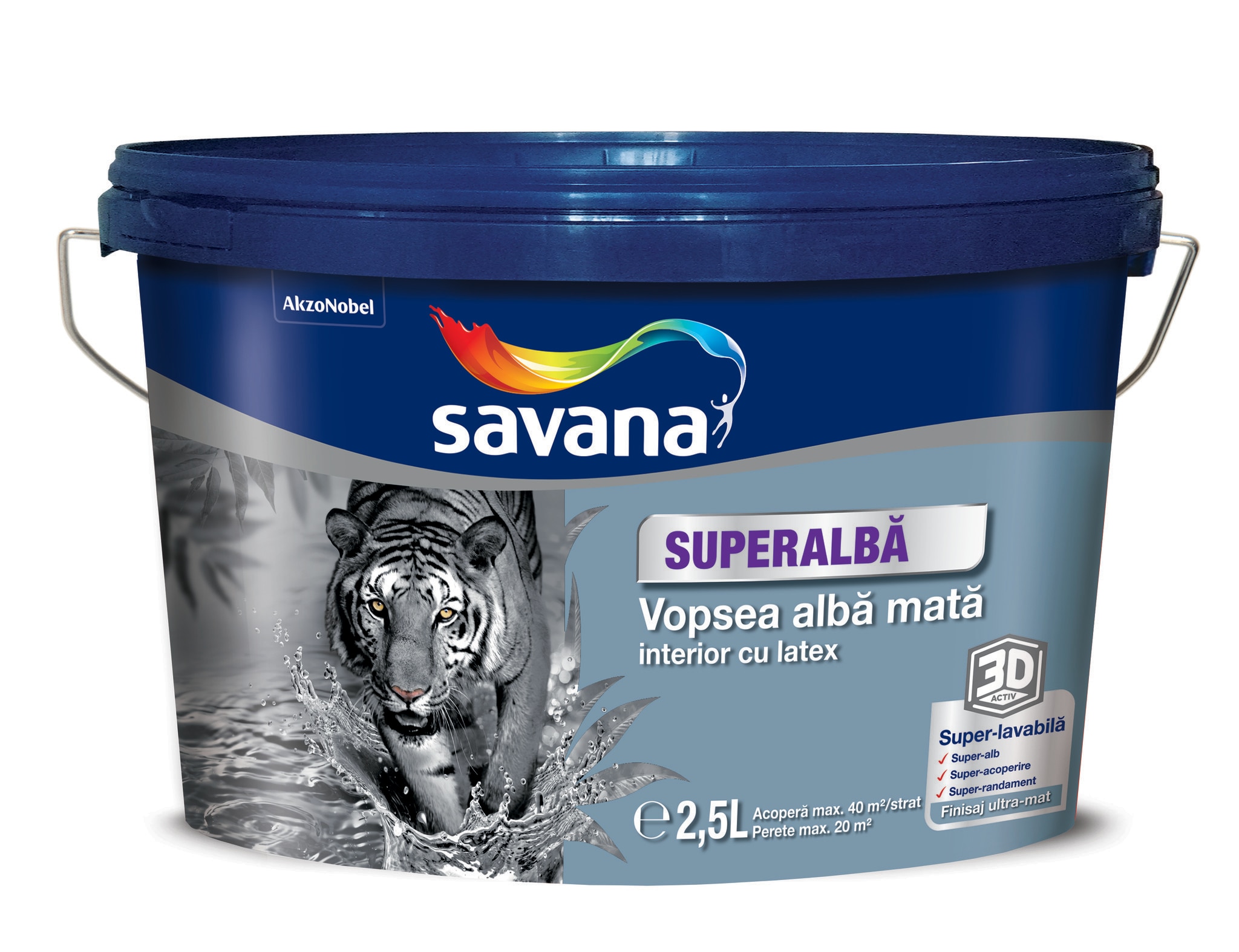 Vopsea lavabila Savana Superalba, alb, 2.5 L, Interior