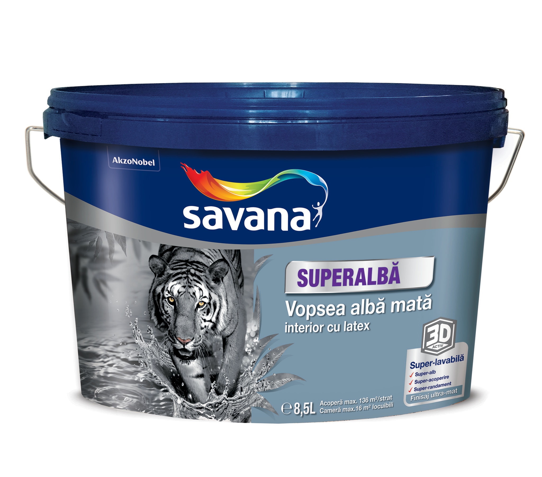 Vopsea lavabila Savana Superalba, alb, 8.5 L, Interior