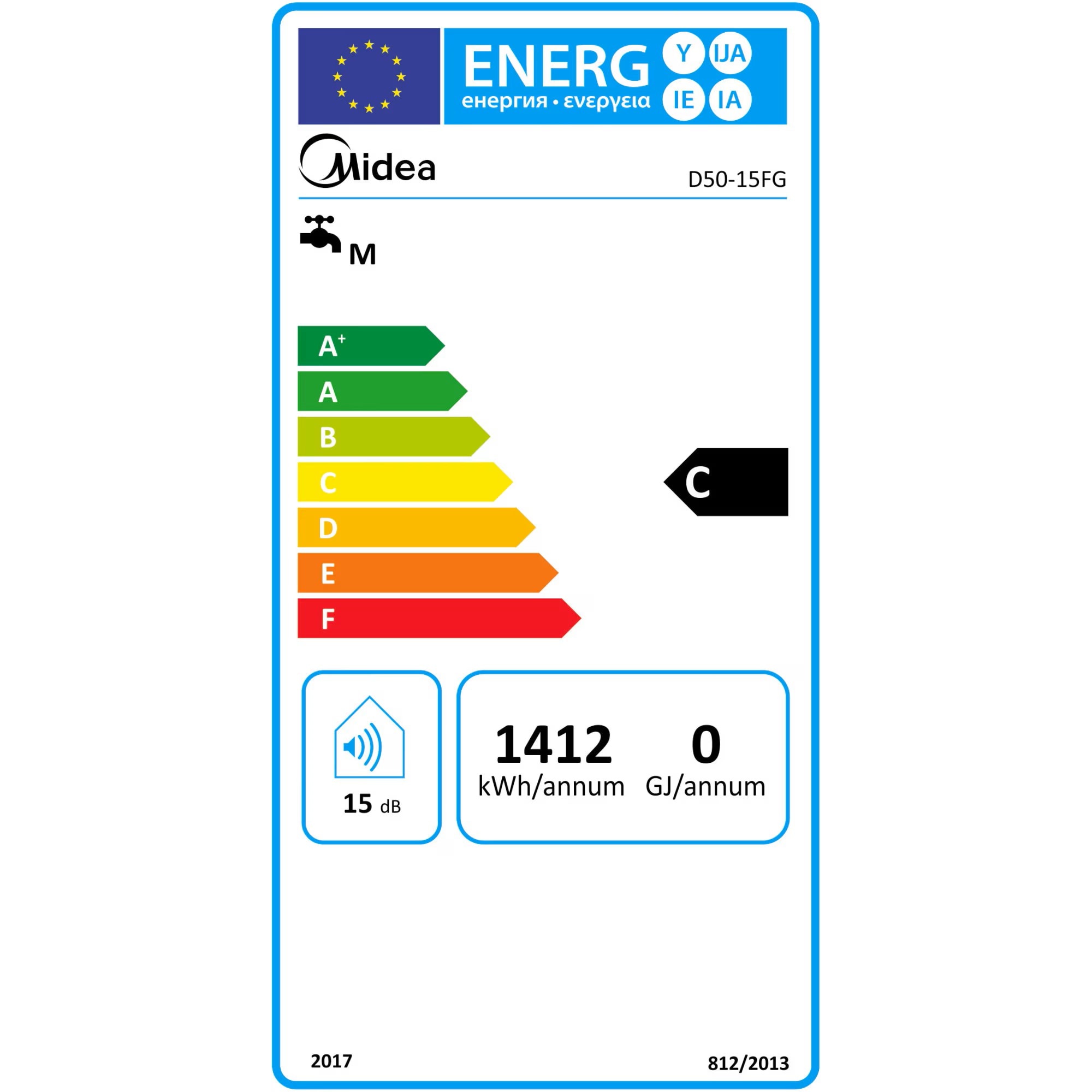Boiler electric 50 L, 1500 W, 38,5 x 71,5 x 38,5 cm  MIDEA 