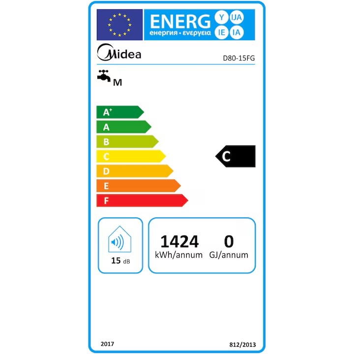 Boiler electric 80 L, 1500 W, 45 x 74,5 x 45 cm  MIDEA 