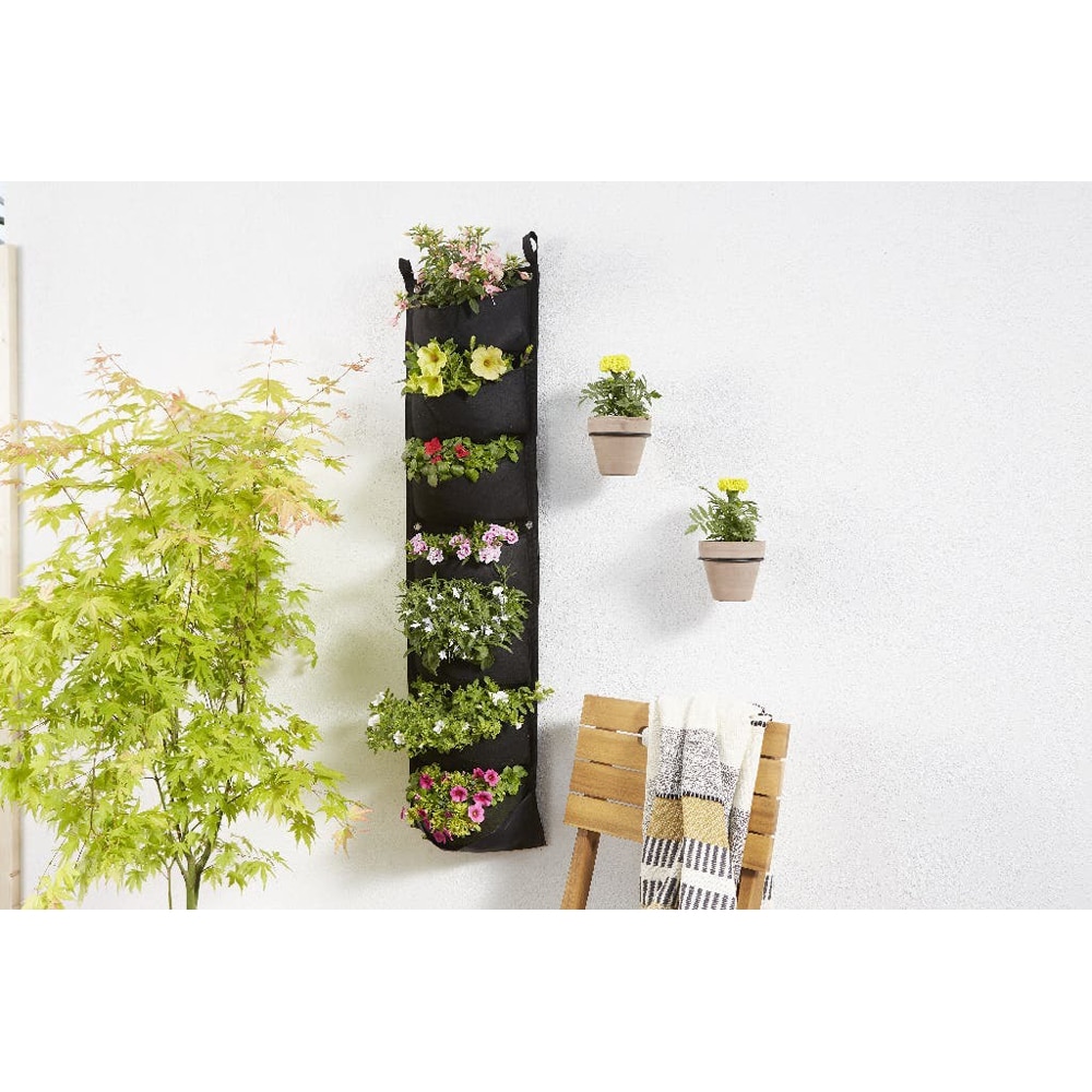 Suport pentru flori vertical VERVE, 110 x 30 cm, material textil, negru