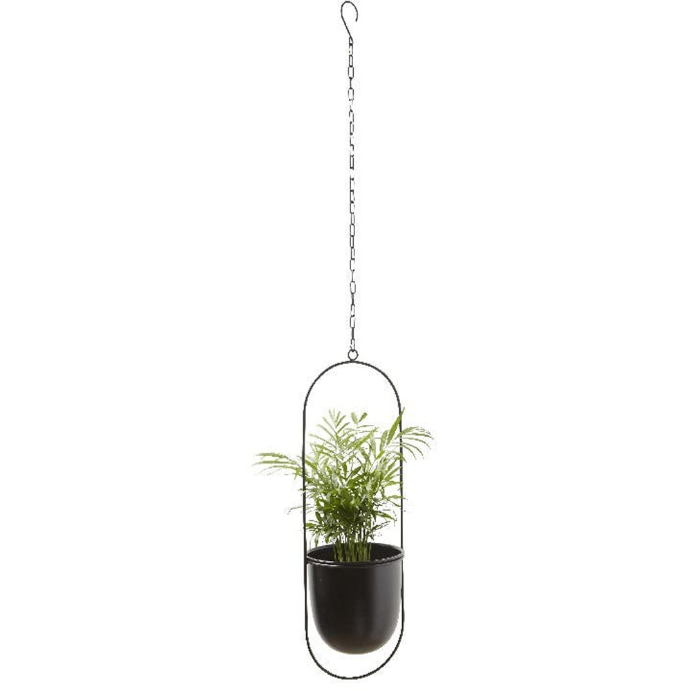 Suport ghiveci flori GOODHOME Makah, metal, 16 x 53 cm, negru
