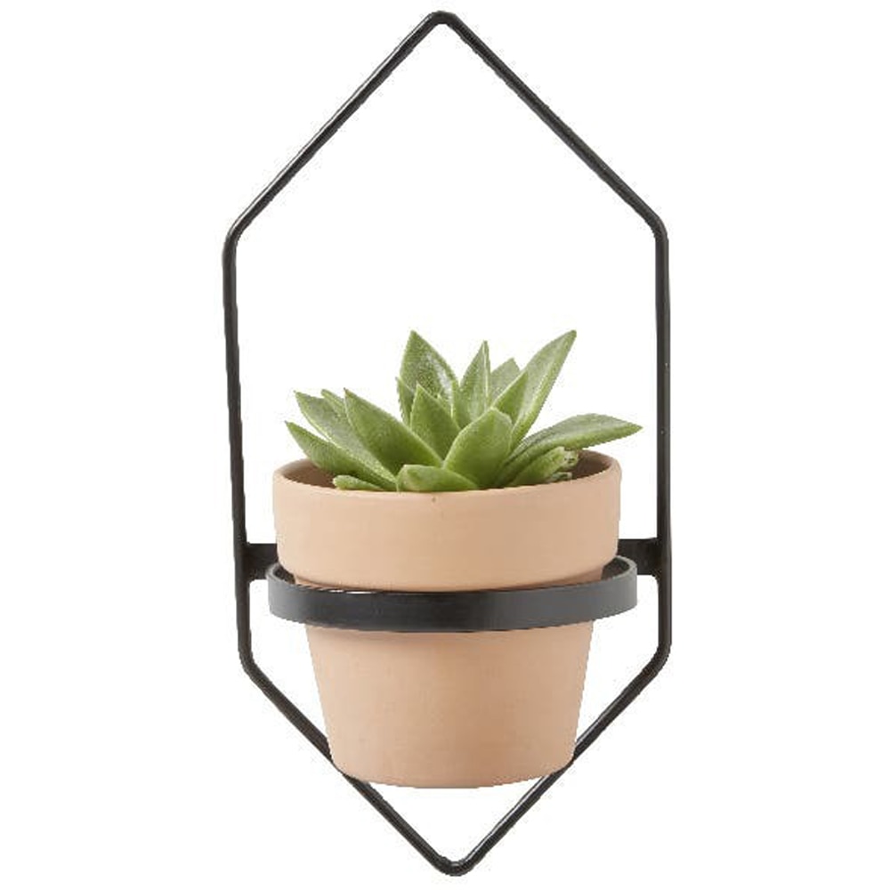 Suport ghiveci flori GOODHOME, metal, 15 x 10 x 19 cm, negru