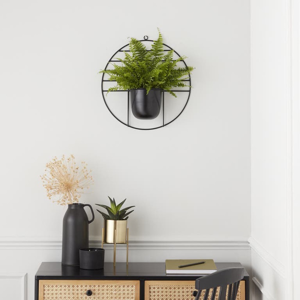 Suport ghiveci flori GOODHOME, metal, 41 x 40 cm, negru