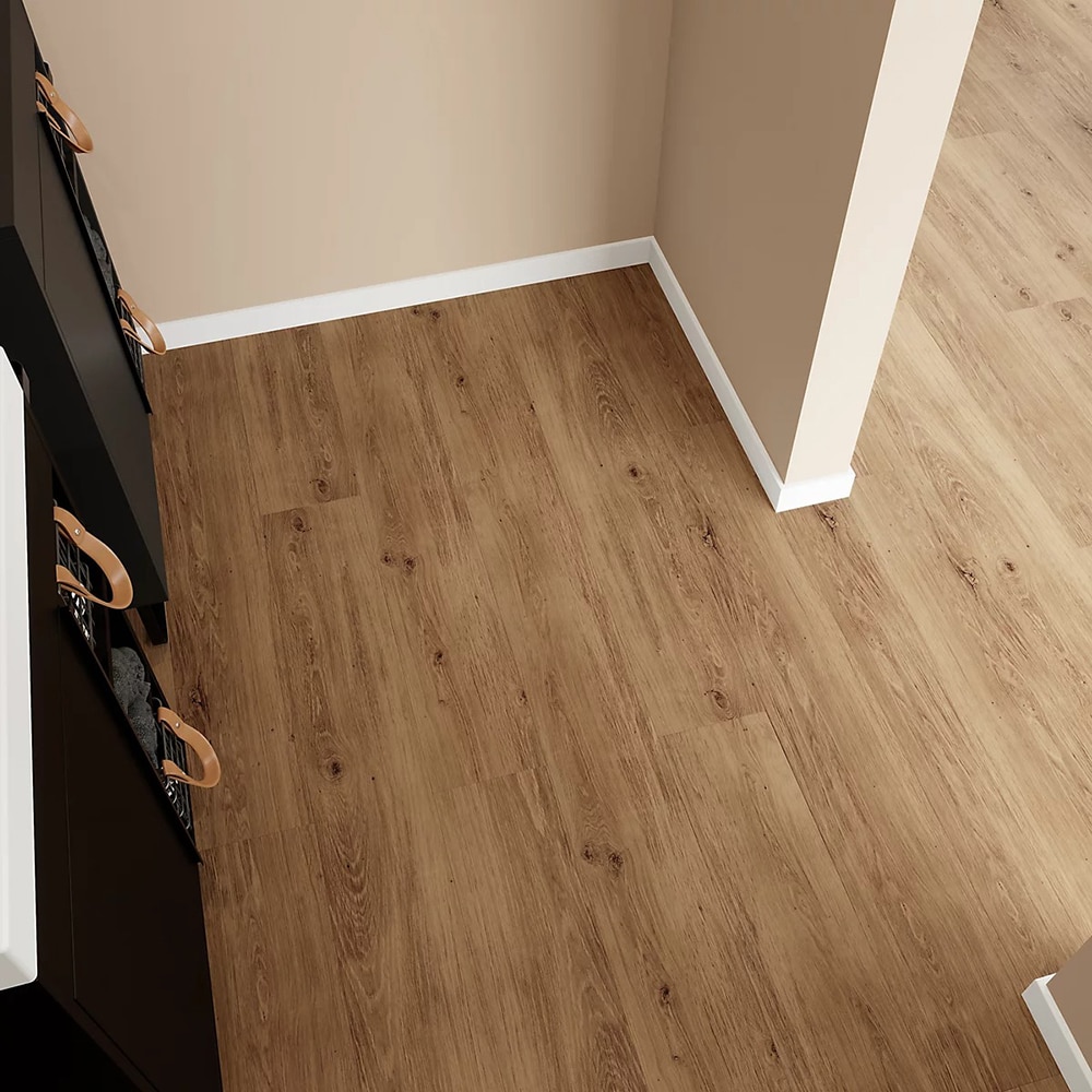 Parchet vinil compozit GOODHOME Mambo Skara, 121.92 x 17.78 cm, 2.17 mp, maro inchis