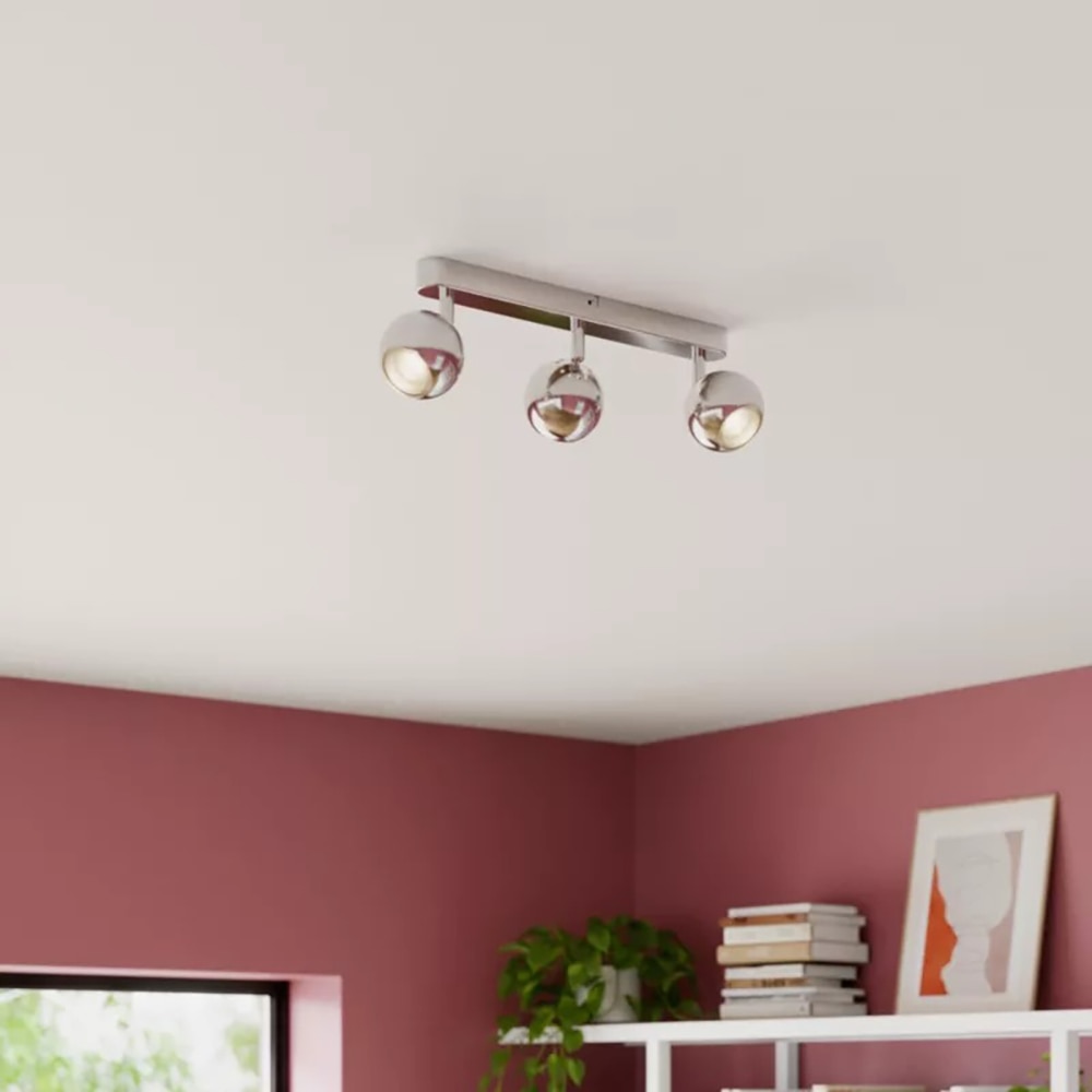 Spot LED Roccheta GOODHOME, 3 becuri GU10, 7W, crom