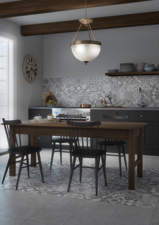 Faianta decor interior Serra Cementina, gri, forma patrata, suprafata acoperire 1.62 mp, 34 x 34 cm