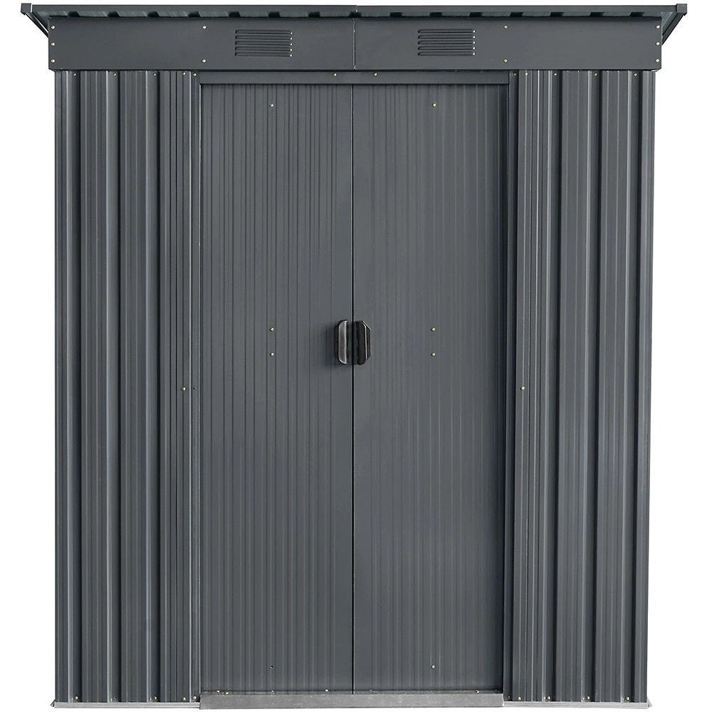 Casuta gradina GOODHOME, metal, 174 x 110 x 191 cm, gri inchis