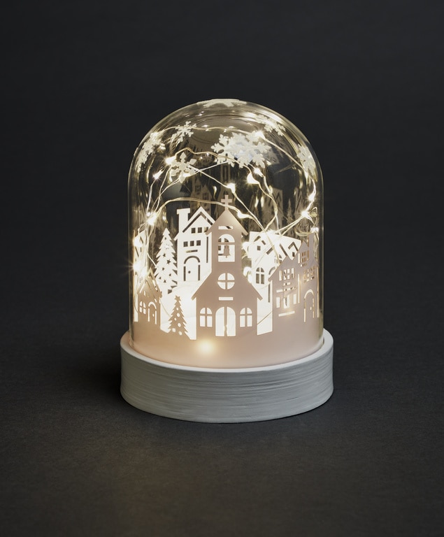 Decoratiune luminoasa Craciun mini cupola, LED, 15 cm