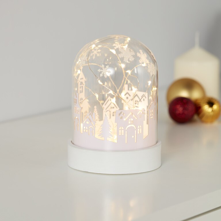 Decoratiune luminoasa Craciun mini cupola, LED, 15 cm