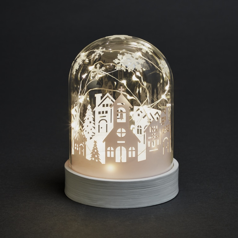 Decoratiune luminoasa Craciun mini cupola, LED, 15 cm