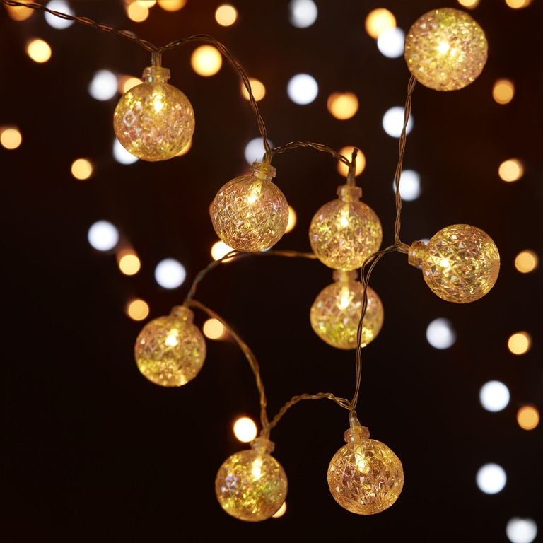 Ghirlanda luminoasa mingi, 10 LED, iluminare alb cald