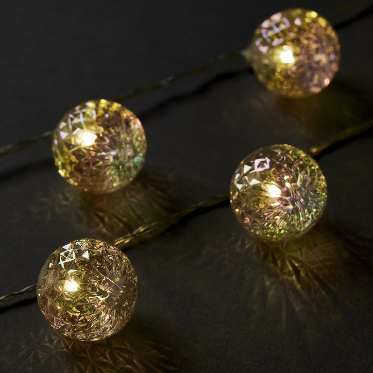 Ghirlanda luminoasa mingi, 10 LED, iluminare alb cald