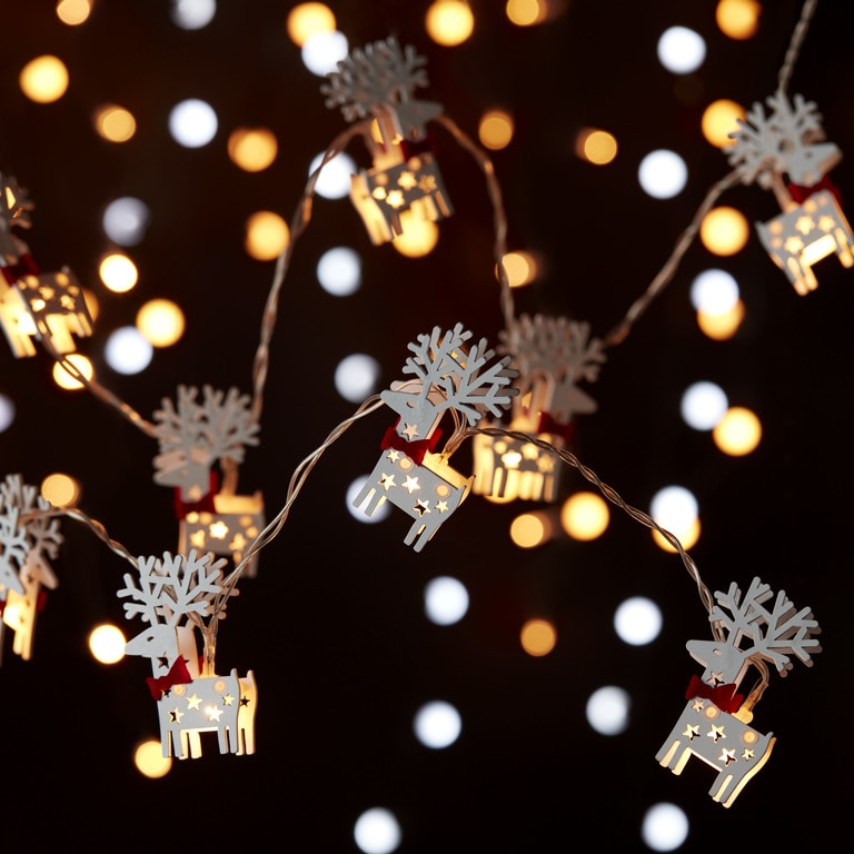 Ghirlanda luminoasa reni, 10 LED, iluminare alb cald