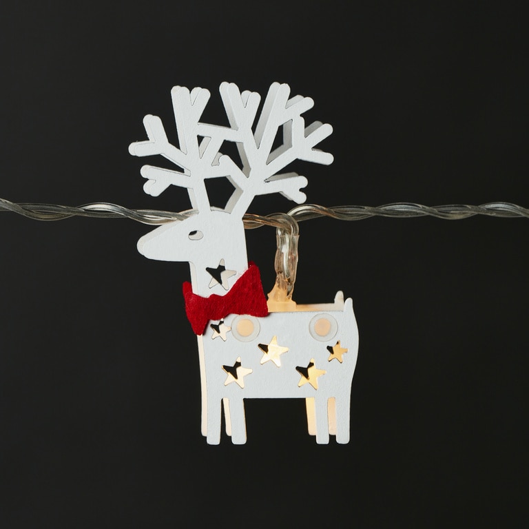 Ghirlanda luminoasa reni, 10 LED, iluminare alb cald