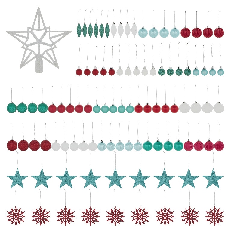 Set globuri brad Festive, 100 bucati, multicolor