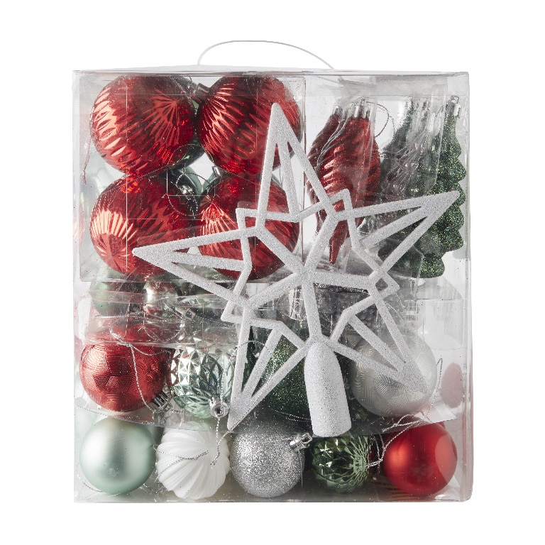 Set globuri brad Folklore, 100 bucati, multicolor