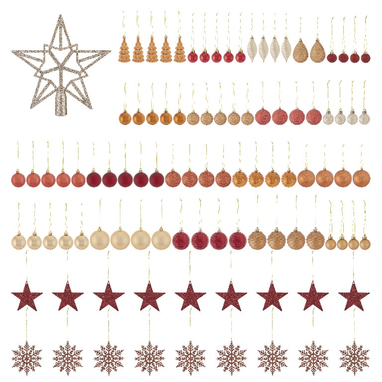 Set globuri brad Higland, 100 bucati, multicolor