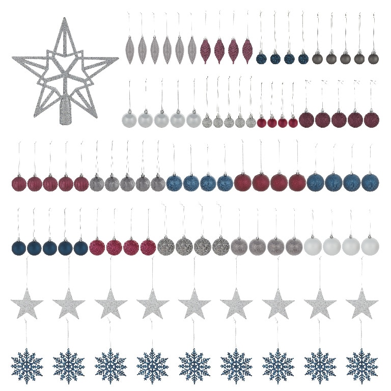 Set globuri brad Midnight Dreams, 100 bucati, multicolor